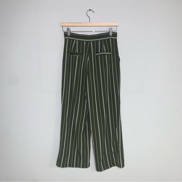 emory park Trousers Size Small Striped Green White Wide Leg Pants Lined NWOT - Picture 5 of 10